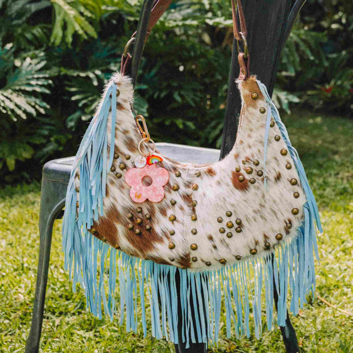 Flower Acetate Peach Bag Charm