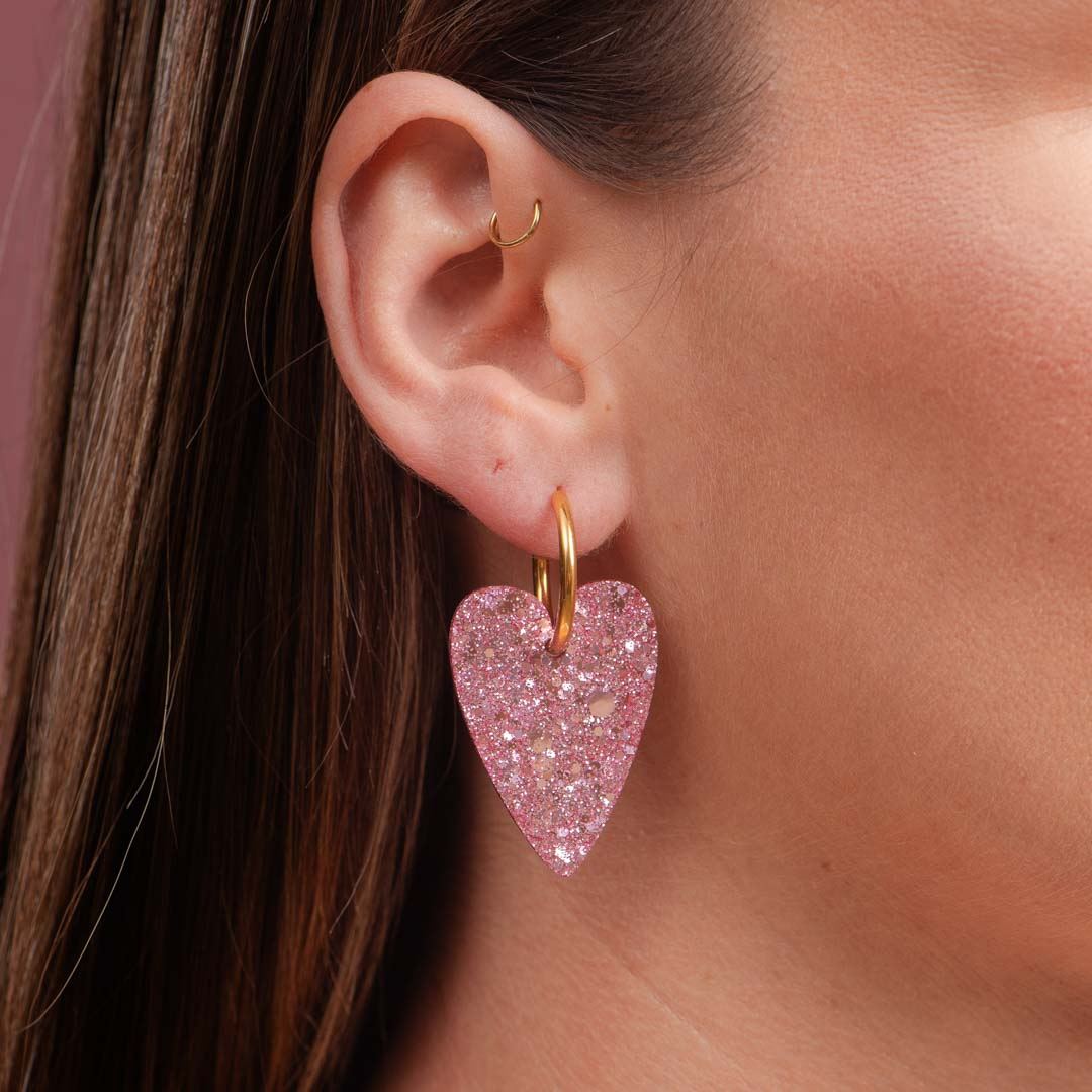 Boucles d'oreilles Rose fait main en France en résine époxy et acier inoxydable Les Nicolettes