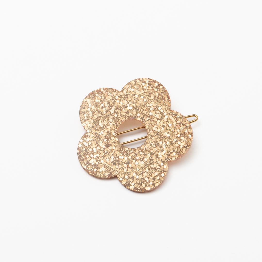 Barrette ronde Fleur Champagne-Les Nicolettes