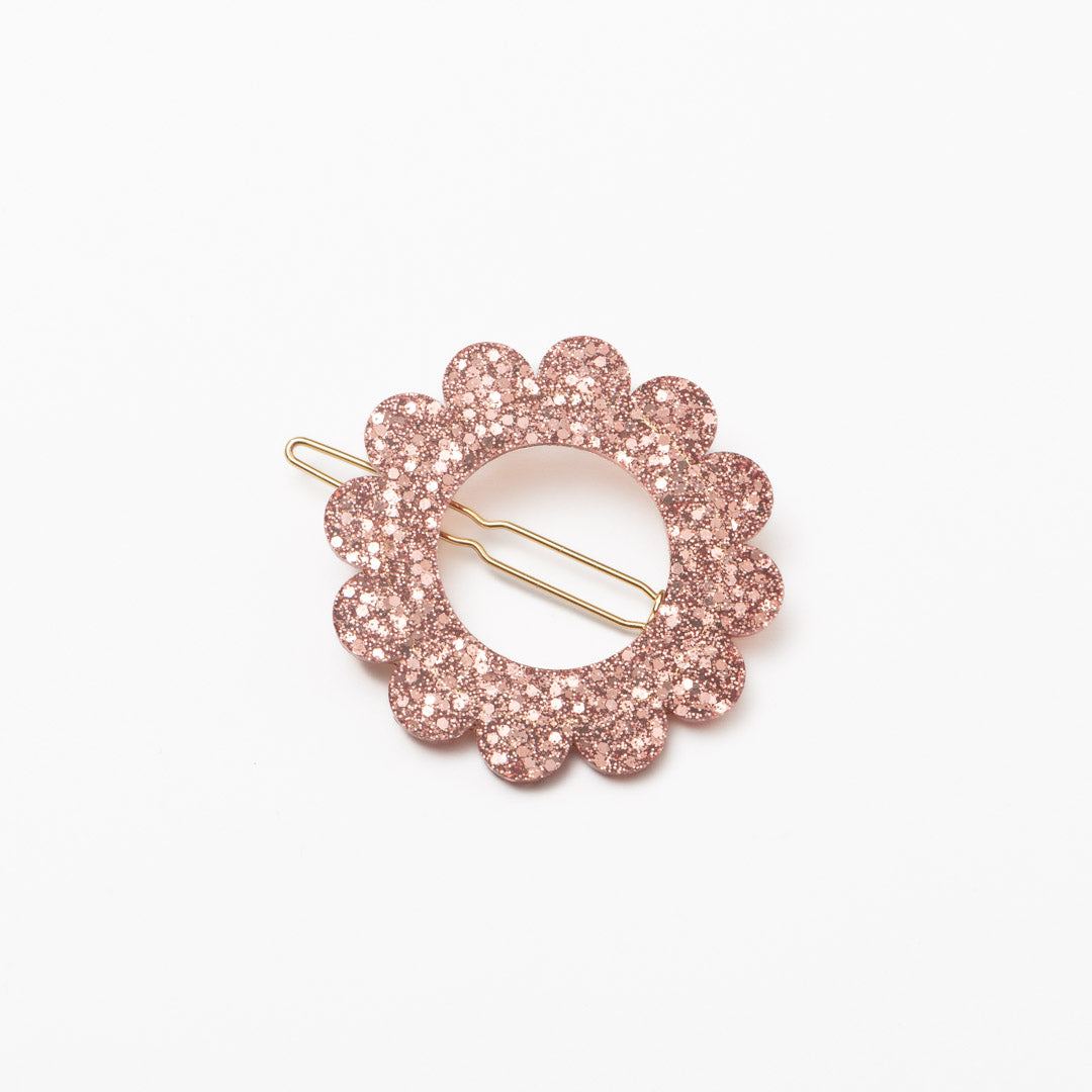 Barrette ronde Sunflower Champagne Rosé-Les Nicolettes