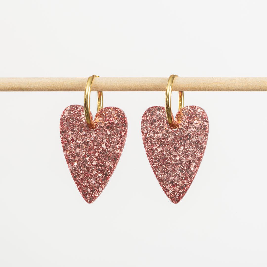 Boucles d'oreilles Rose Gold fait main en France en résine époxy et acier inoxydable Les Nicolettes