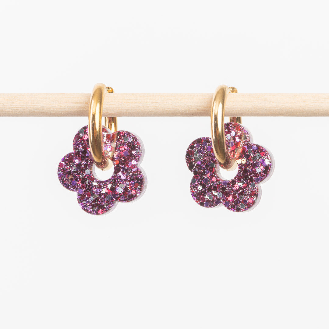  Wine Red Silver Lavender Hoops