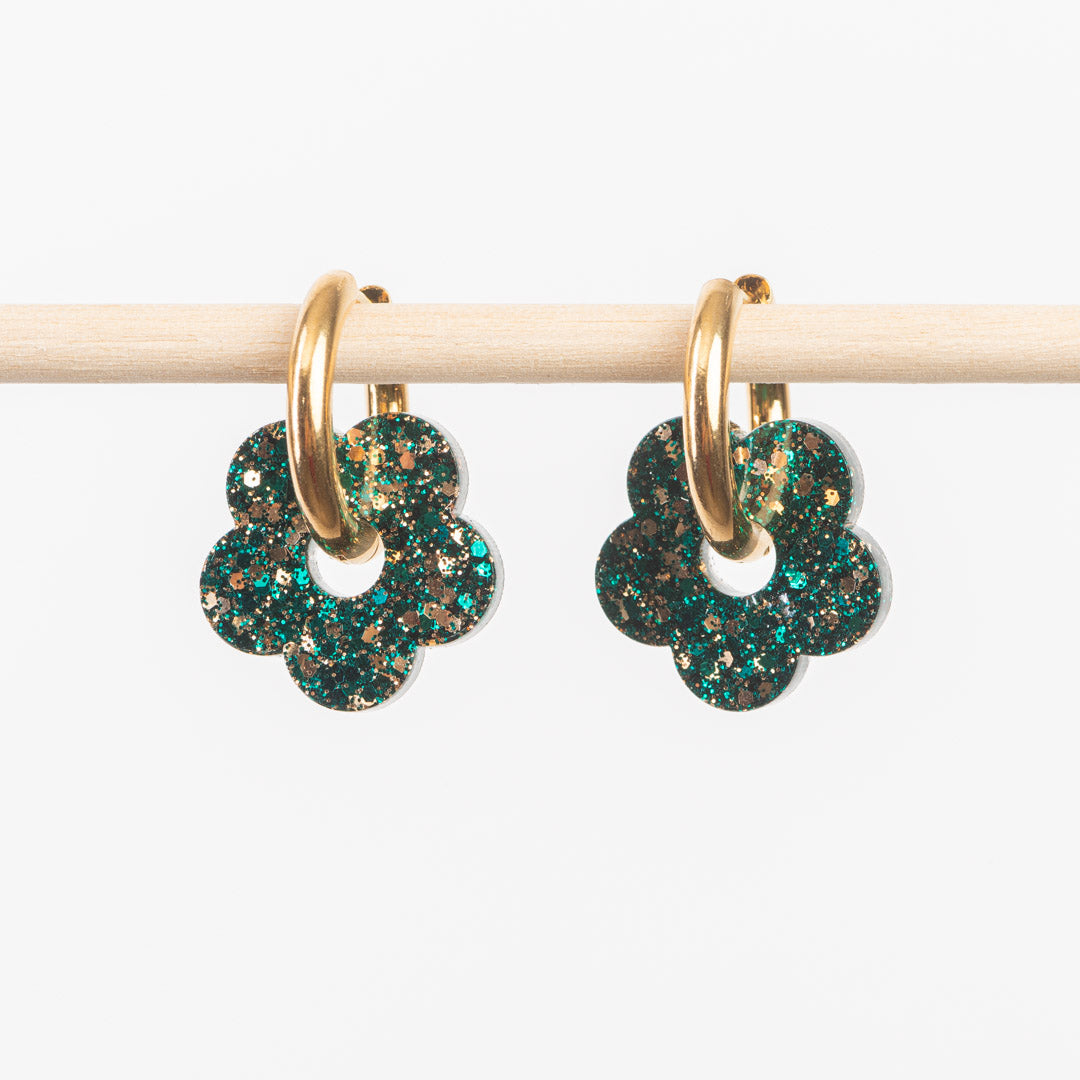 Pendientes de aro Verde Champán