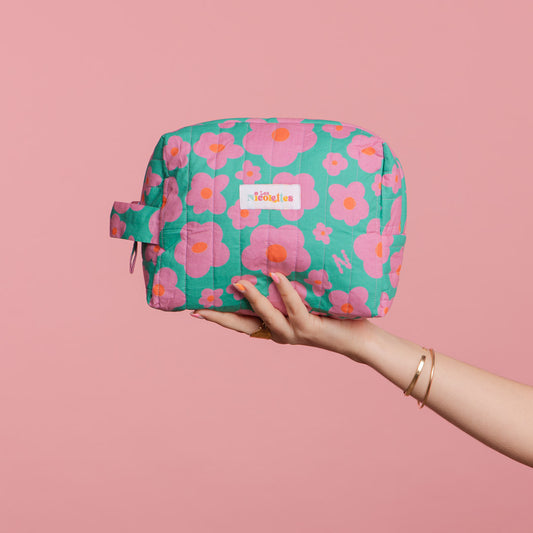 Pochette Matelassée Vert Fleuri