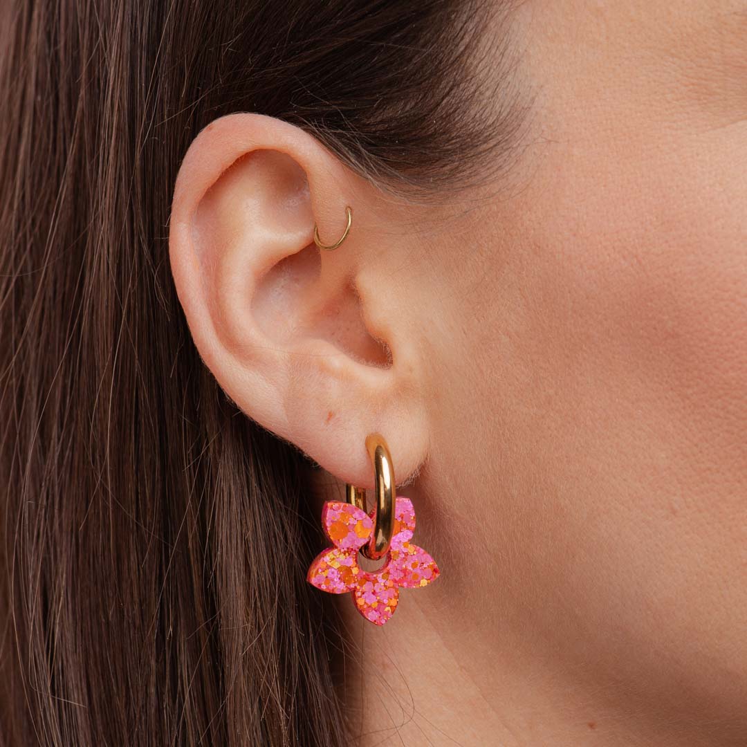 Créoles Tiaré Fuchsia Orange-Les Nicolettes