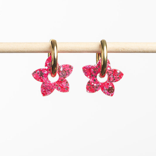 Pendientes de aro Tiaré Rojo Rosa