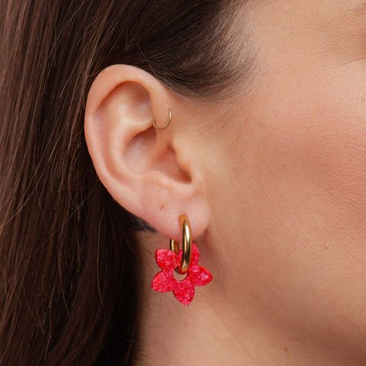 Pendientes de aro Tiaré Rojo