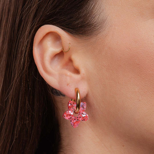 Pendientes de aro Tiaré Rojo Rosa