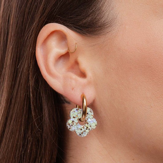 Pendientes de aro Flor Baby Blue Champagne