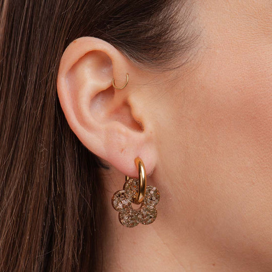 Pendientes de aro Flor Caqui Champán