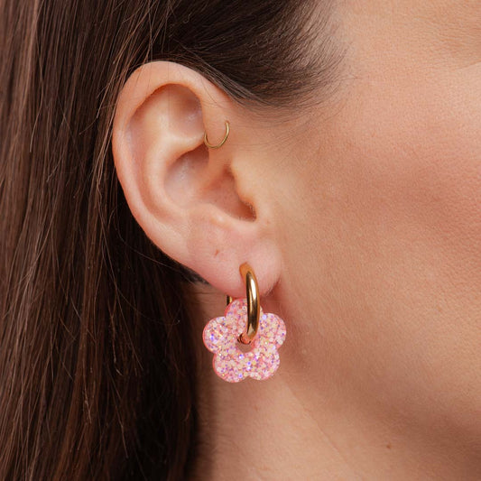 Pendientes de aro Flor Mix Rosa