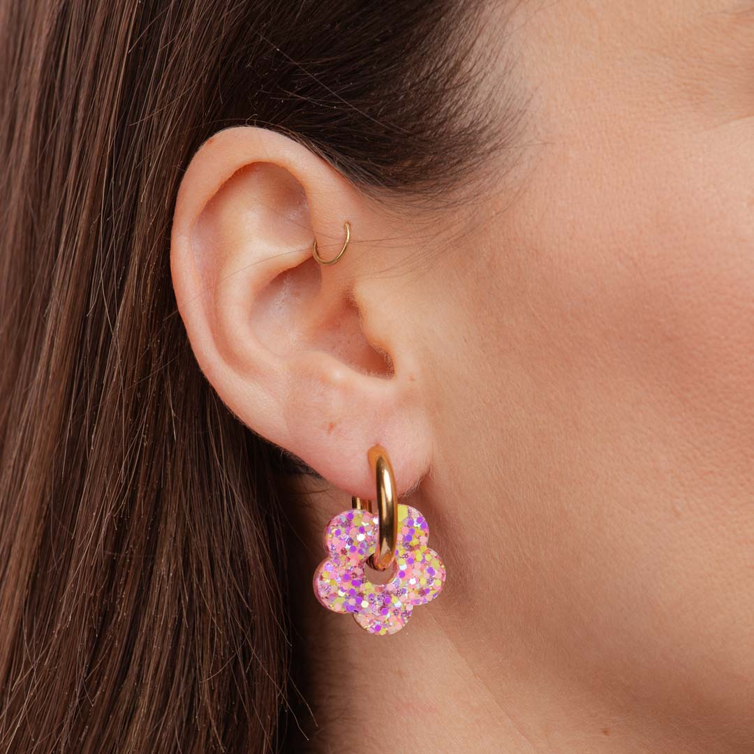 Pendientes de aro Flor Barbiecore