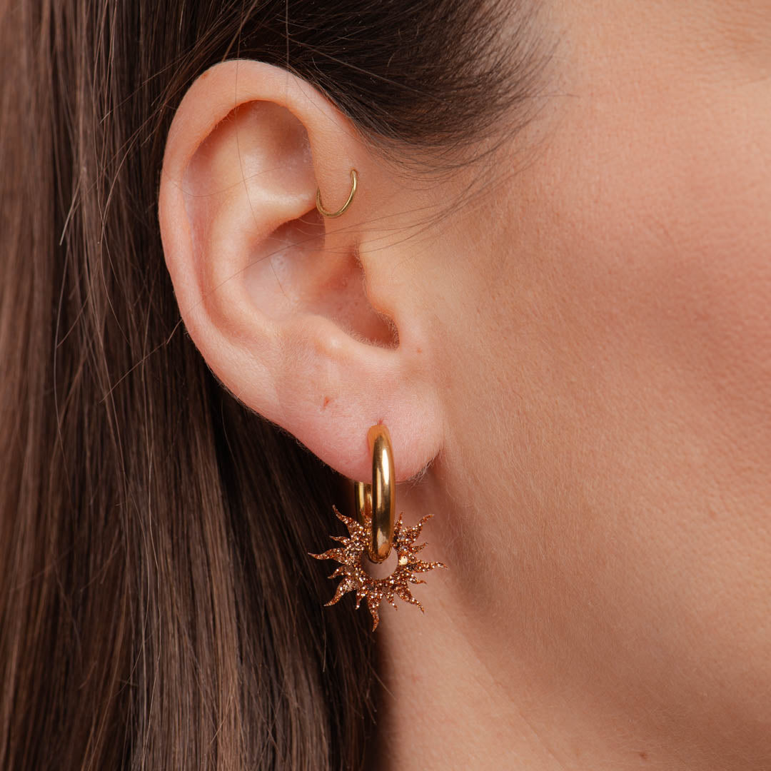 Pendientes de aro Sol Champagne