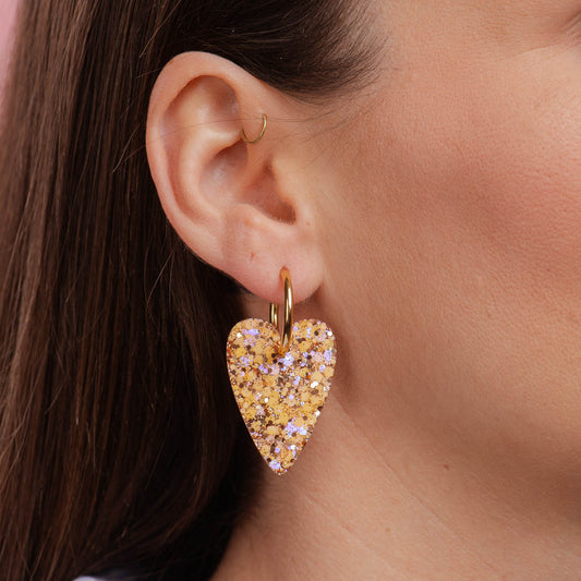 Boucles d'oreilles Cœur Pêche Champagne