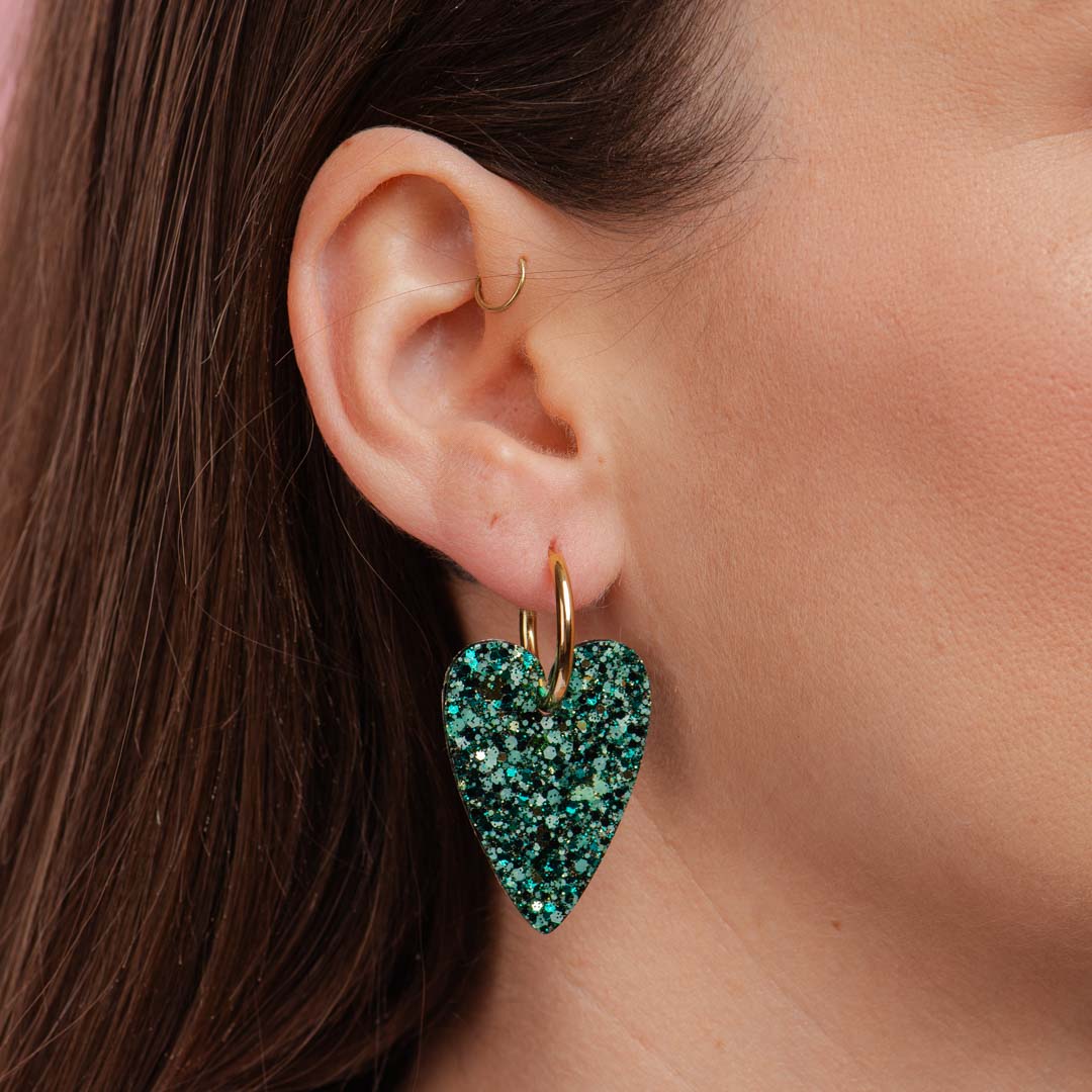 Boucles d'oreilles Cœur Mix Vert-Les Nicolettes