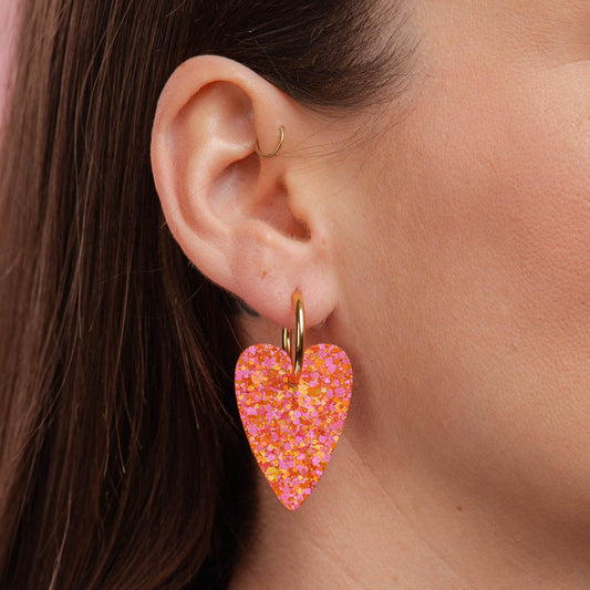 Boucles d'oreilles Cœur Fuchsia Orange