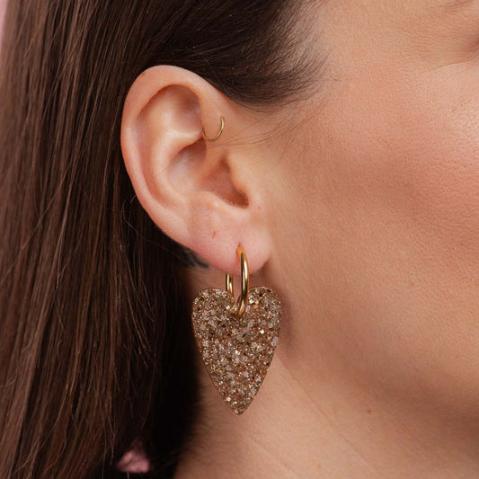 Boucles d'oreilles Cœur Kaki Champagne