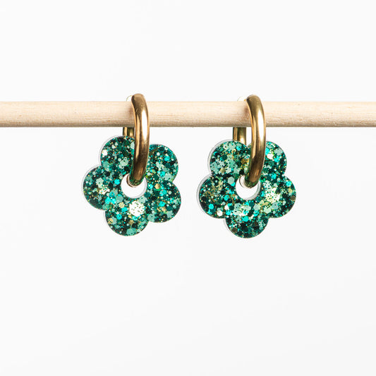 Pendientes de aro Flor Mix Verde