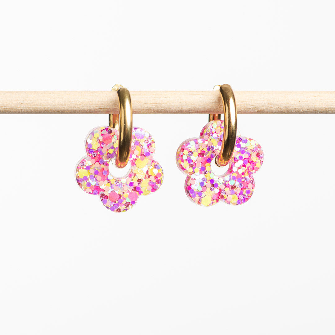 Pendientes de aro Flor Barbiecore