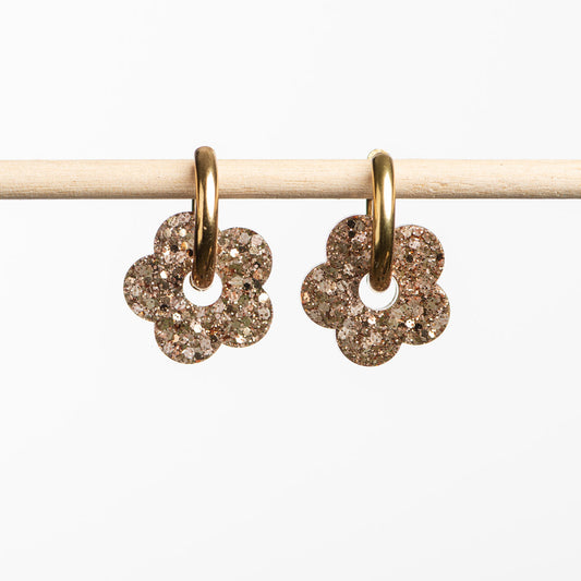 Pendientes de aro Flor Caqui Champán