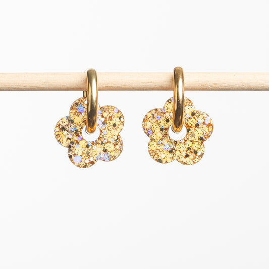 Pendientes de aro Flor Melocotón Champagne