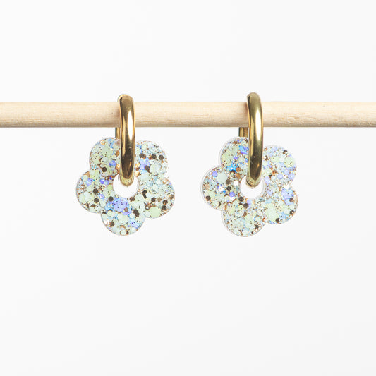 Pendientes de aro Flor Baby Blue Champagne