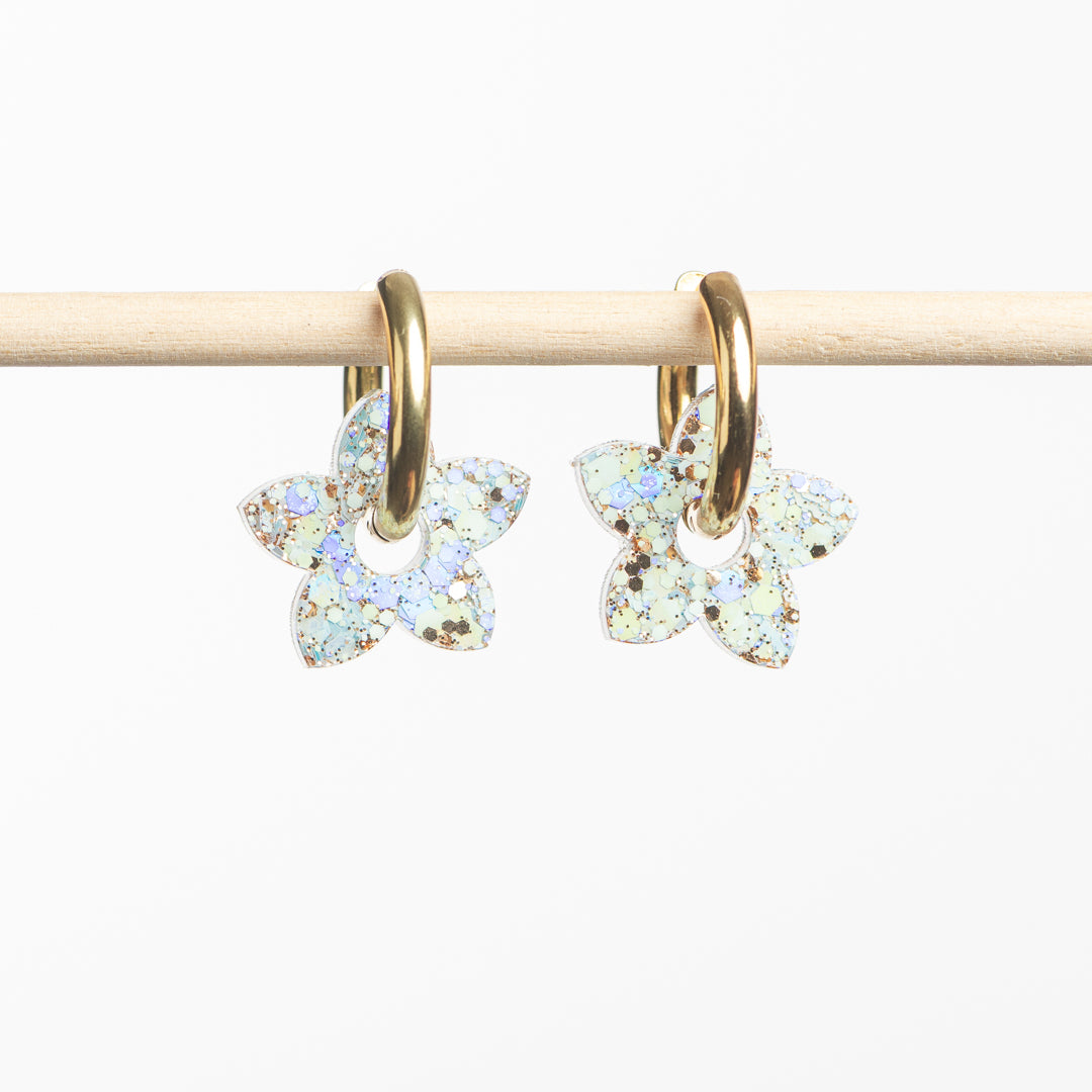 Créoles Tiaré Baby Blue Champagne-Les Nicolettes