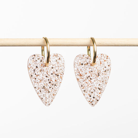 Pendientes de aro Corazón Marfil Champagne