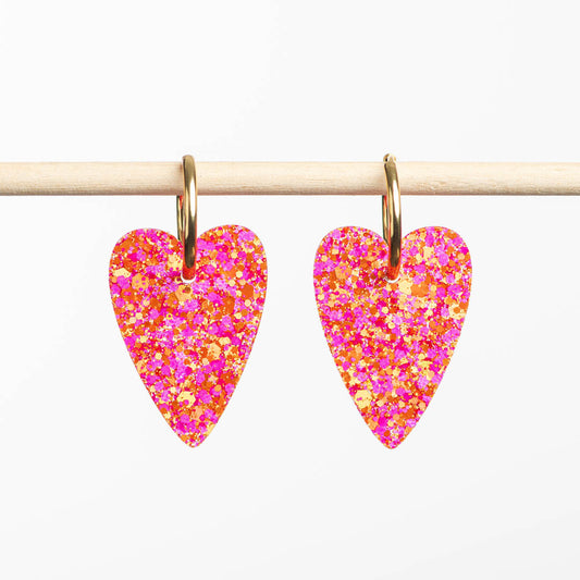 Boucles d'oreilles Cœur Fuchsia Orange