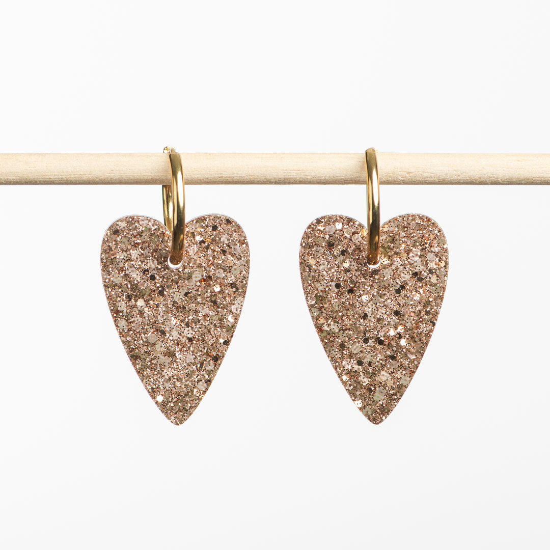 Boucles d'oreilles Cœur Kaki Champagne-Les Nicolettes
