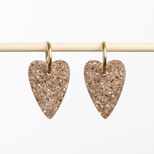 Boucles d'oreilles Cœur Kaki Champagne
