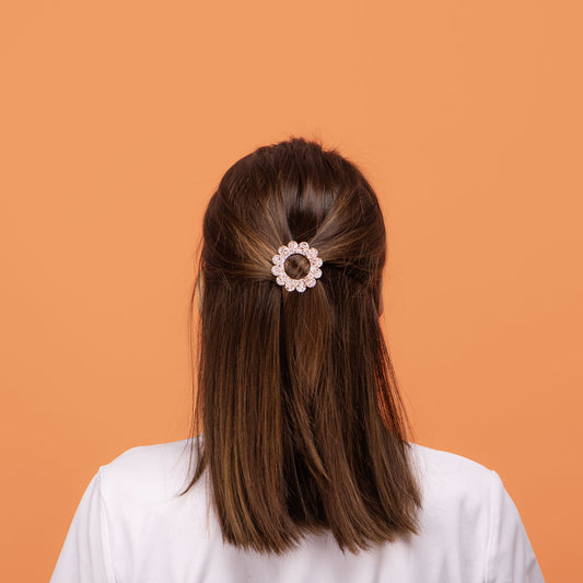 Barrette ronde Sunflower Ivoire Champagne