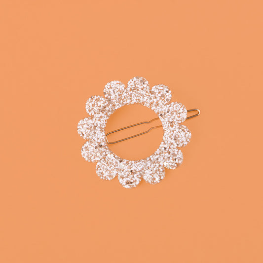 Barrette ronde Sunflower Ivoire Champagne