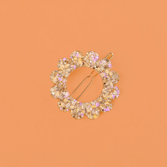 Barrette ronde Sunflower Pêche Champagne