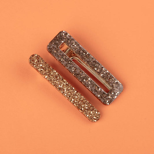Barrettes Kaki Champagne