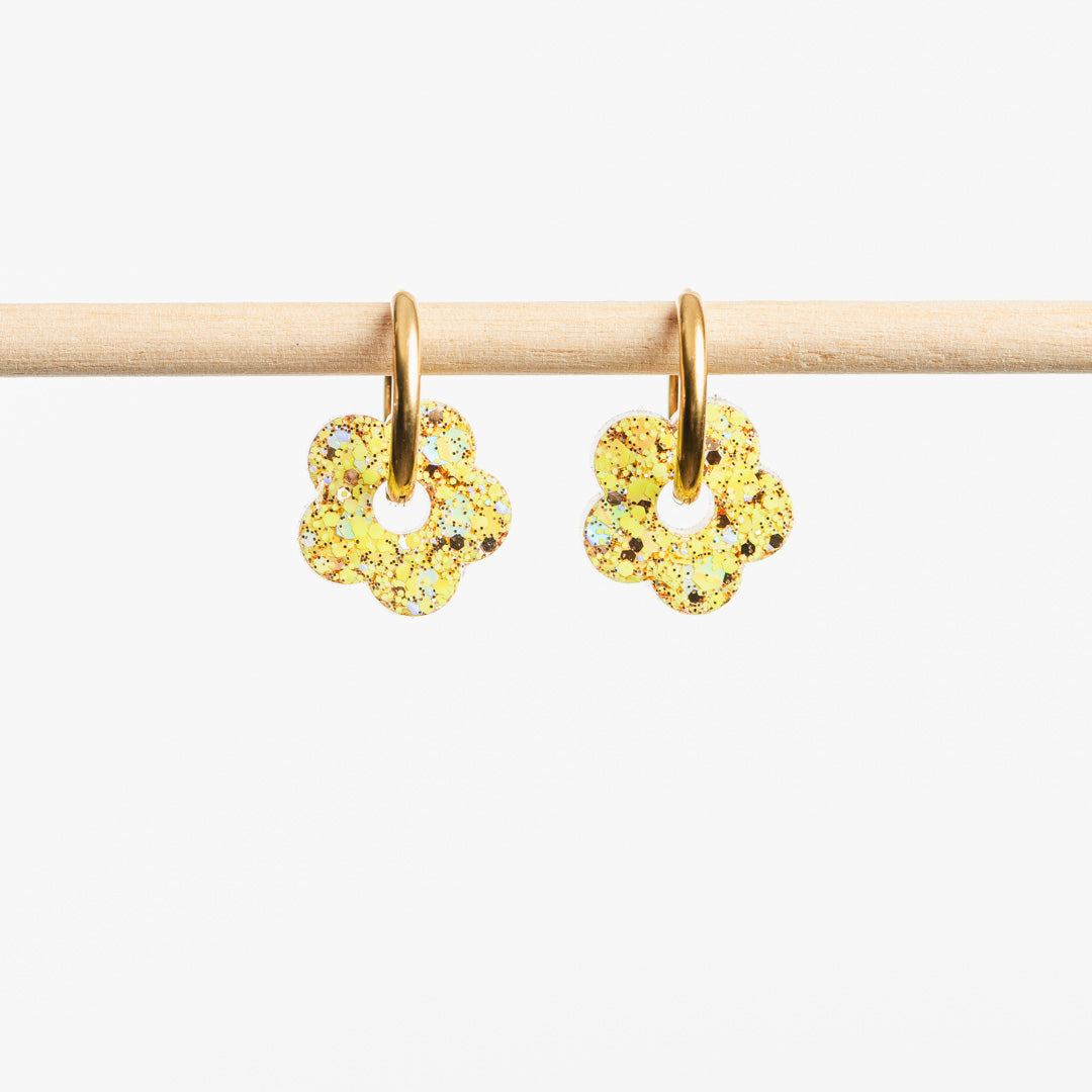 Créoles Mini Fleur Jaune Champagne