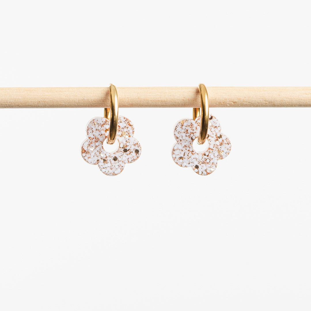 Créoles Mini Fleur Ivoire Champagne