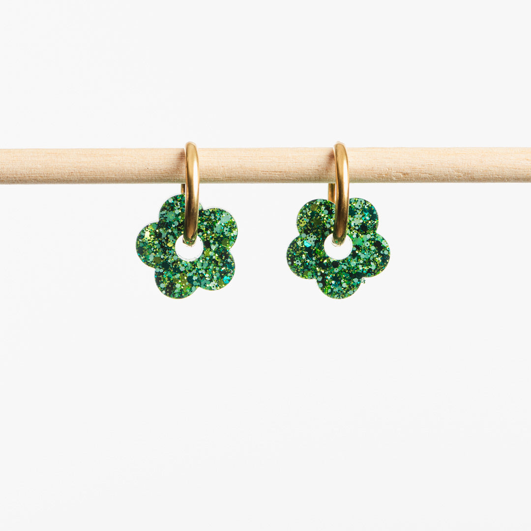 Créoles Mini Fleur Mix Vert