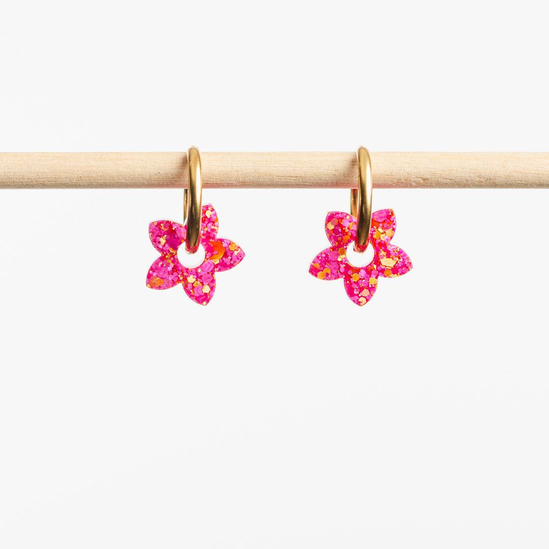 Créoles Mini Tiaré Fuchsia Orange
