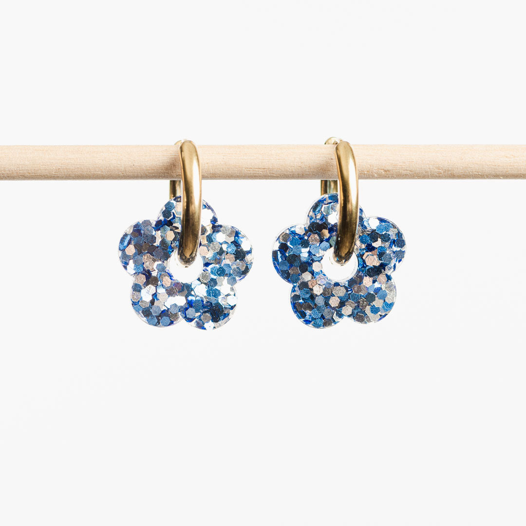 Créoles Fleur Winter Blue