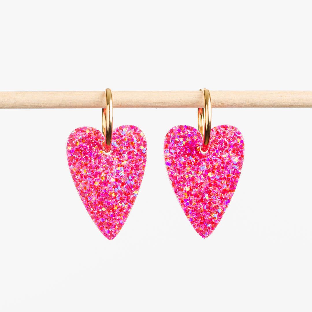 Boucles d'oreilles Cœur Mix Fuchsia