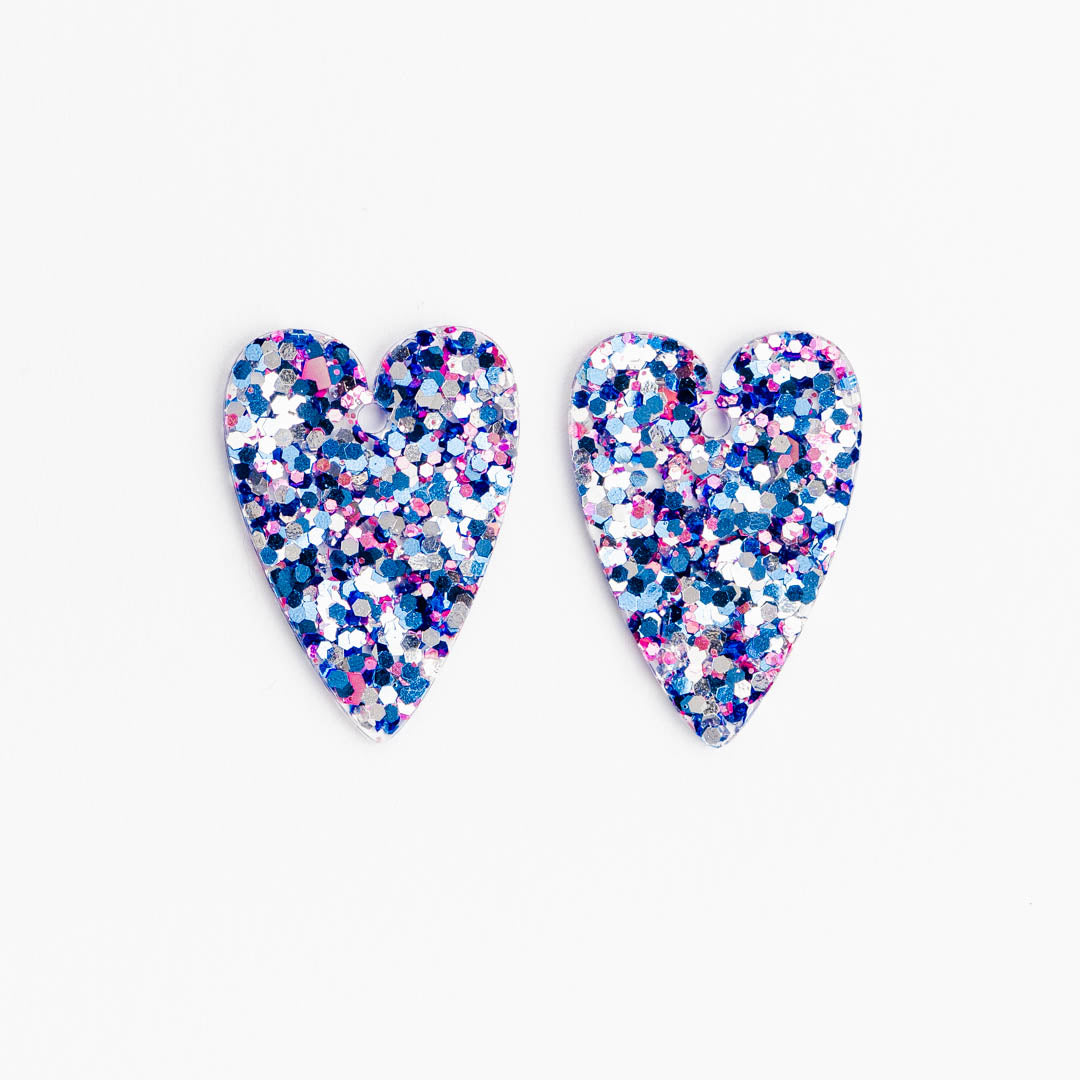 Boucles d'oreilles Cœur Mix Bleu Rose