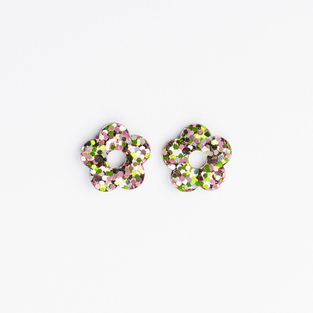 Créoles Fleur Mix Cuivre Olive