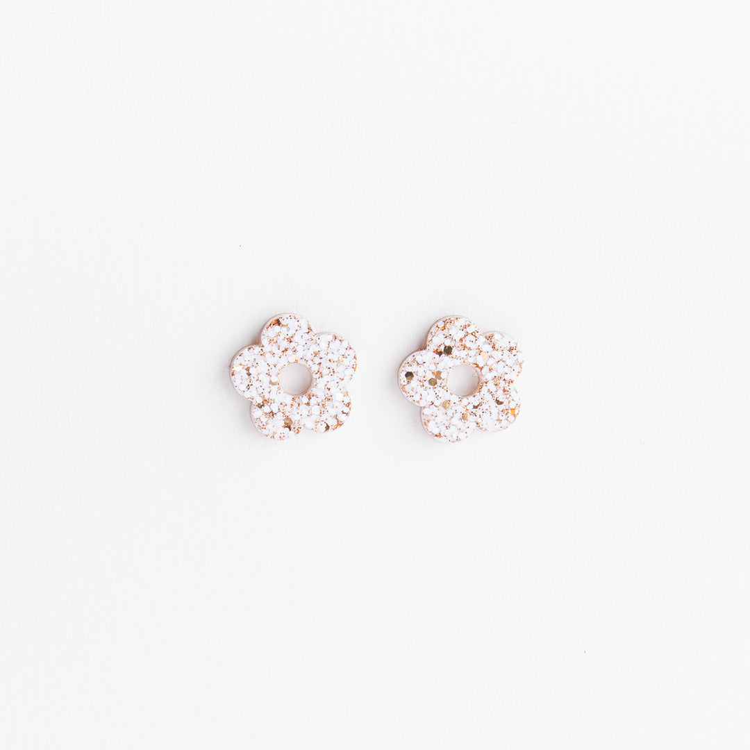 Créoles Mini Fleur Ivoire Champagne