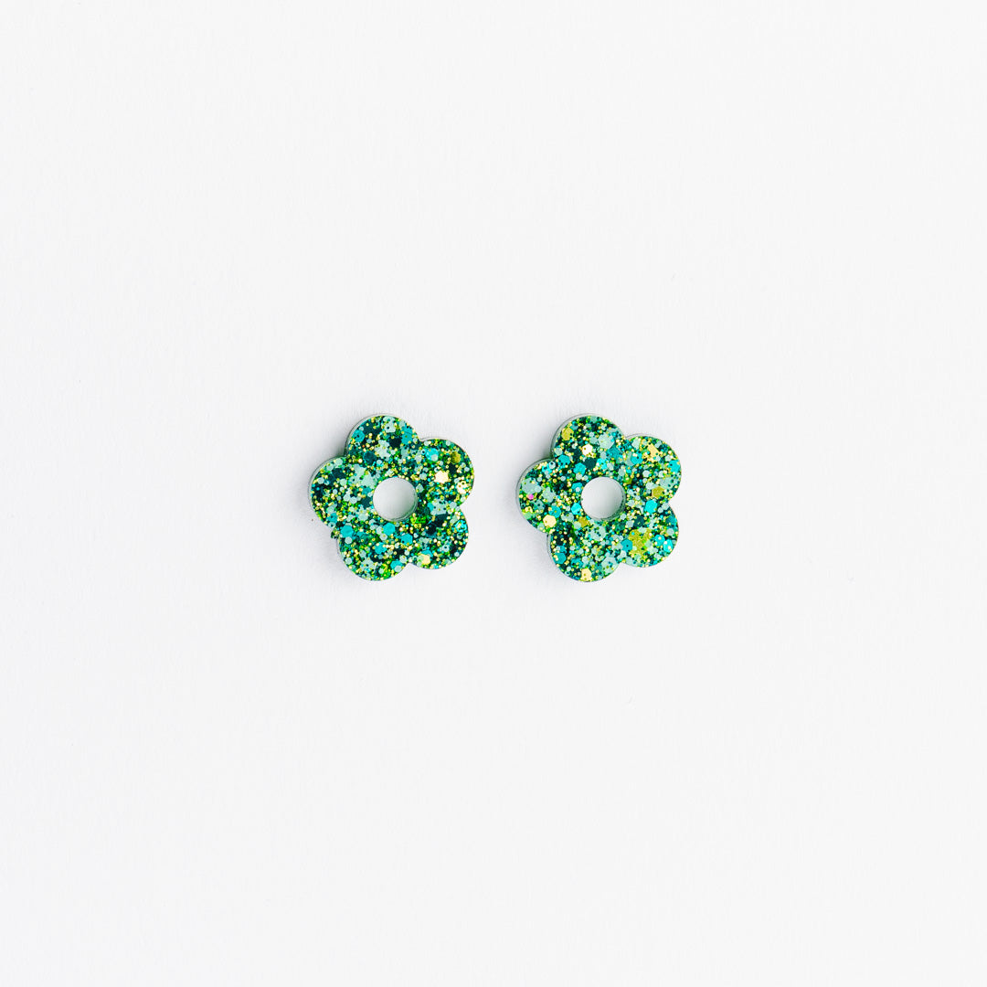 Créoles Mini Fleur Mix Vert