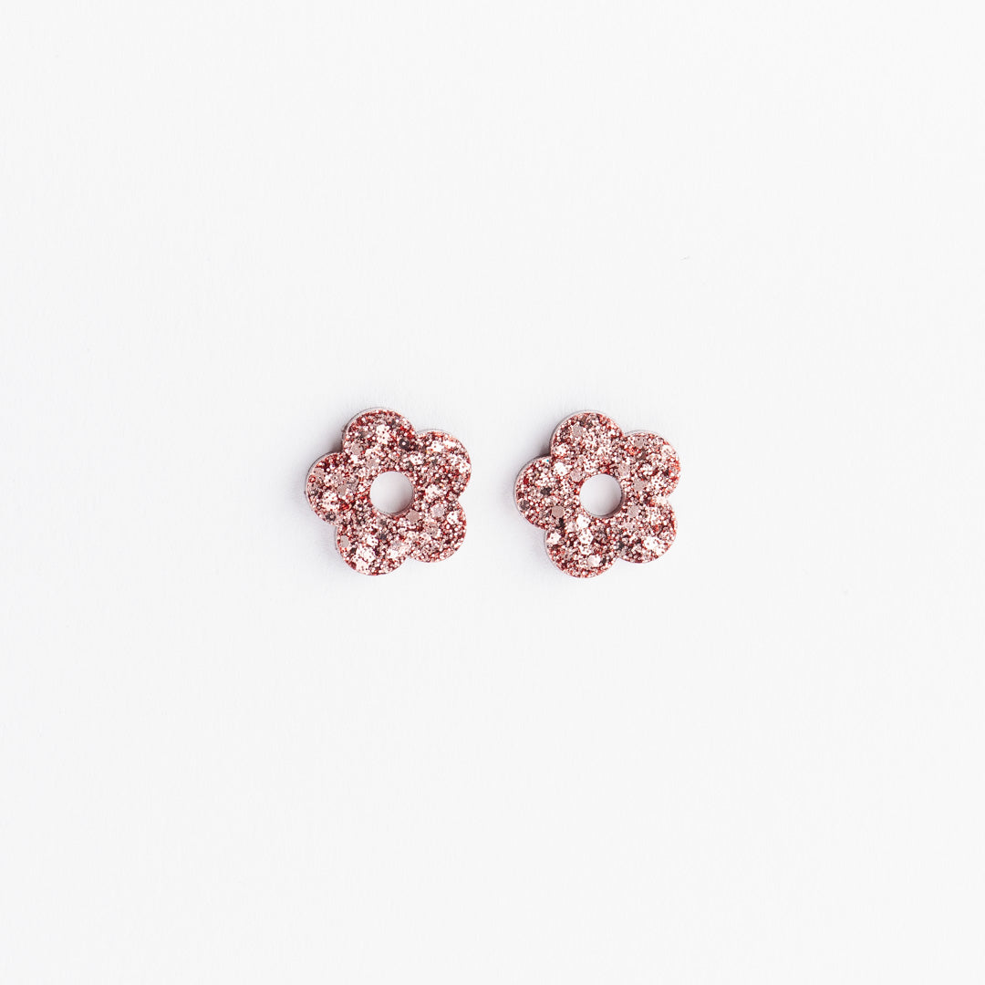 Créoles Mini Fleur Champagne Rosé