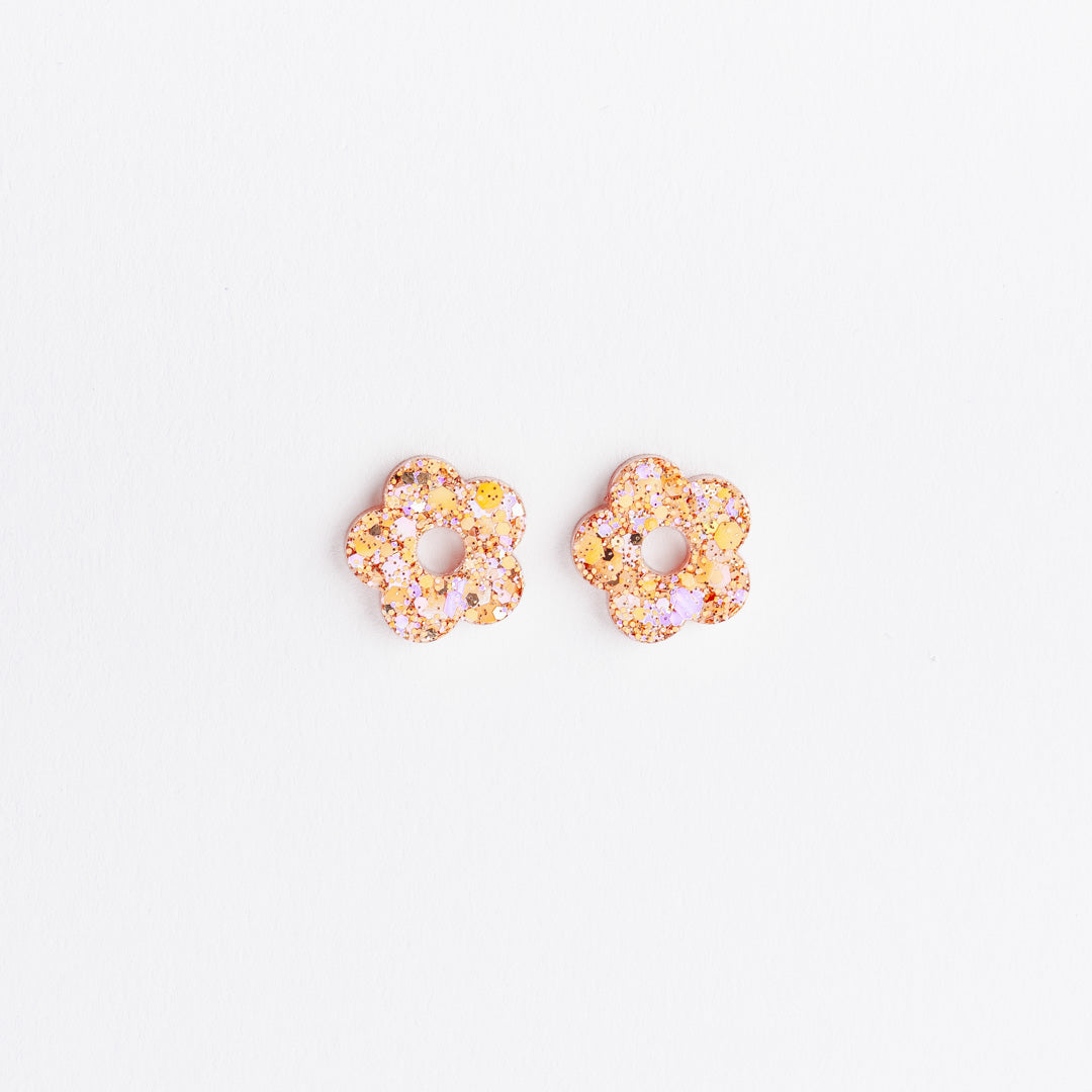Créoles Mini Fleur Pêche Champagne