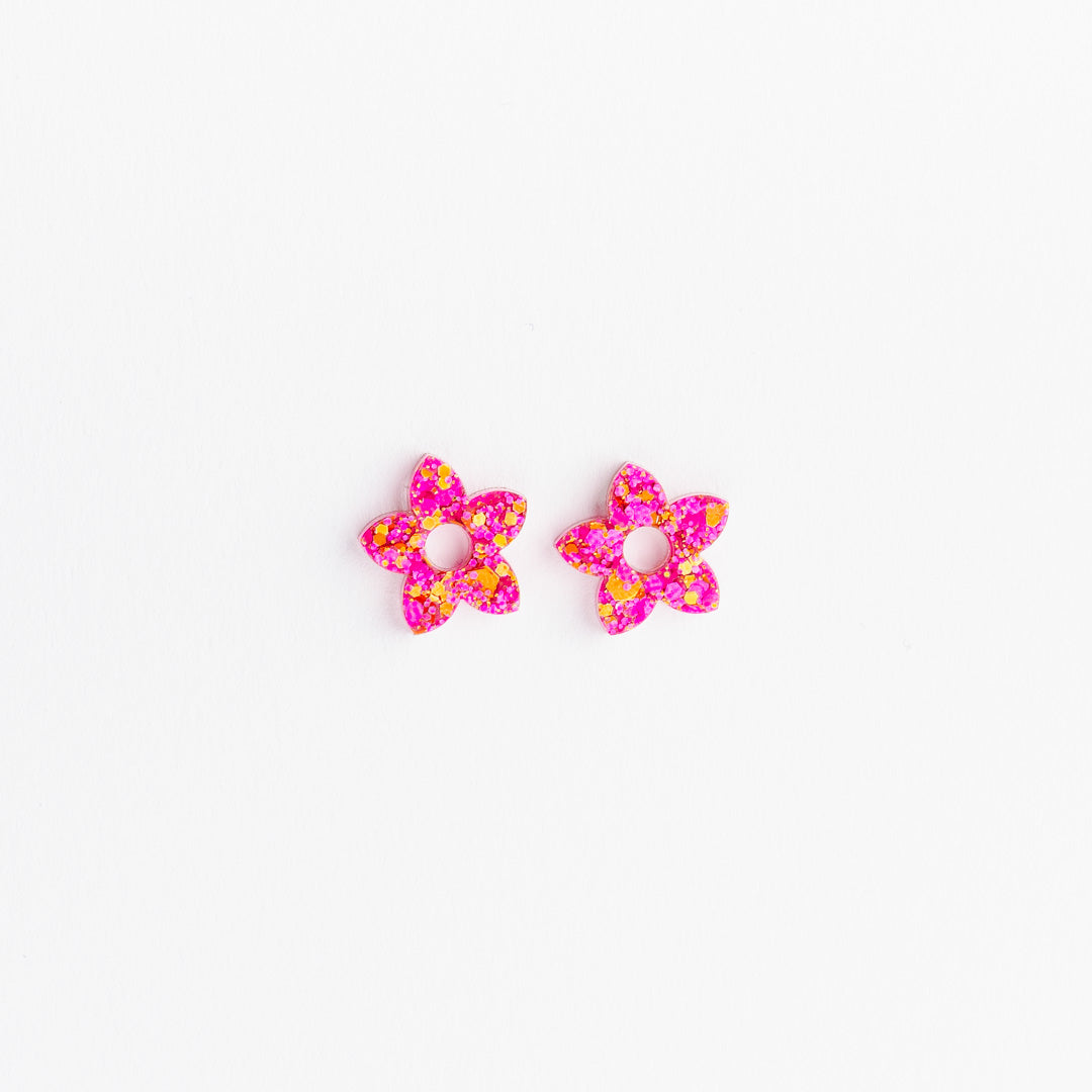 Créoles Mini Tiaré Fuchsia Orange