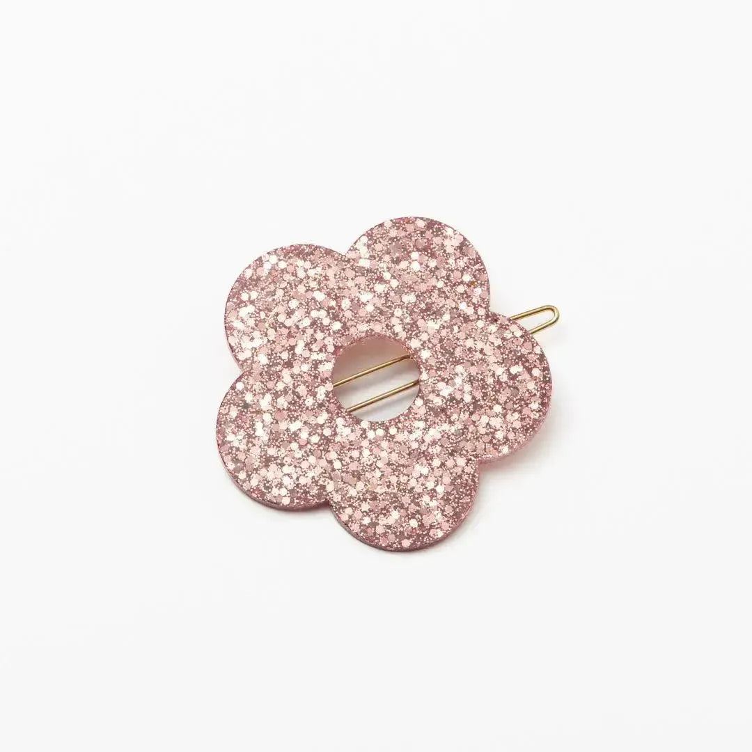 Barrette ronde Fleur Champagne Rosé-Les Nicolettes
