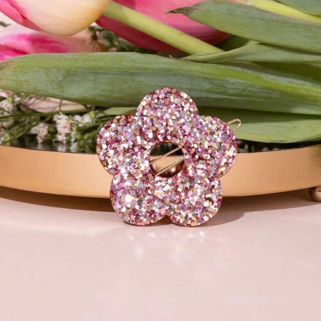 Barrette ronde Fleur Mix Classique-Les Nicolettes